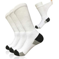 Mens Diabetic Socks Non-Binding Crew Socks Cushioned For Edema Thick Ankle Diabetes Edema Swollen Feet
