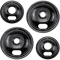 Cenipar W10290350 & W10290353 Range Burner Drip Pan Bowls Porcelain Plated For Electric Stove & Surface Burner Compatible With Whirlpool Frigi-Daire Include 2 X 8-Inch + 2 X 6-Inch Drip Pans