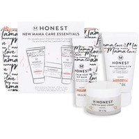 The Honest Company New Mama Care Essentials Gift Set  Hospital Bag Must Haves  Travel Size Nip Balm (0.5 Oz), Glow On Body Cream (1 Oz), Gotta Glow Face Wash (1.75 Fl Oz), Reusable Pouch