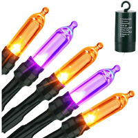 Halloween Orange Purple String Lights, 33Ft 100 Led Halloween Decorative Lights With 8 Modes & Timer, Waterproof Battery Operated Purple Lights Orange String Lights For Halloween Party Decorations