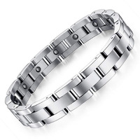 Feraco Magnetic Bracelets For Men Sleek Titanium Stainless Steel Magnetic Bracelet With Sizing Tool, Health Magnetic Field Therapy Gifts For Men (Silver)