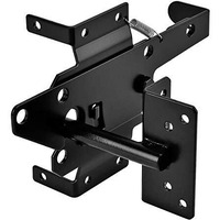 Nidaye Self-Locking Gate Latch - Post Mount Automatic Gravity Lever Wood Fence Gate Latches With Fasteners/Black Finish Steel Gate Latch To Secure Pool