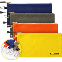 Funowlet Utility Canvas Zipper Tool Bag - Heavy Duty Tools Pouch With Carabiner, Multi-Purpose Storage Organizer Clip On Tote Bags In Olive, Orange, Blue, Yellow, 4 Pack