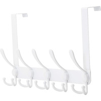 Dseap Over The Door Hook Hanger - 5 Tri Hooks, Heavy Duty Over The Door Towel Rack Coat Rack For Clothes Hat Towel, White