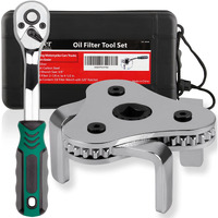 Moker Universal Oil Filter Wrench, Adjustable 3 Jaw Oil Filter Remover Tools From 2-1/8 To 4-1/2 Inches (54-115Mm),With 72 Tooth Quick Release Ratchet,Storage Case Included
