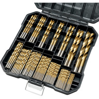Gmtools 99 Pcs Titanium Coated Drill Bit Set, High Speed Steel, Twist Drill Bit Kit For Cast Iron, Aluminum Alloy, Copper, Wood, Plastic, With Hard Storage, Size From 1/16"" To 3/8""