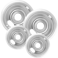 Cozzivita 4-Piece Drip Pans Set - Compatible With Ge Stoves - Chrome Finish Electric Stove Burner Drip Pans - 2 X 6Inch, 2 X 8Inch Stove Drip Pans - Ge Stove Drip