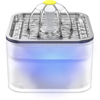 Cat Water Fountain Stainless Steel, 101Oz/3L Pet Fountain With Led Light For Cats And Dogs (Clear)