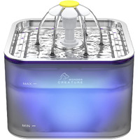 Crystal Cat Water Fountain Stainless Steel, 101Oz/3L Pet Fountain With Led Light For Cats And Dogs (Grey)