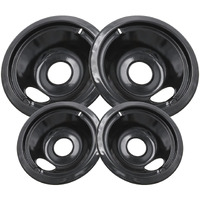 Cozzivita Ge Black Stove Drip Pans, 10% Energy Save By Enamel Spraying Prevent Bending And Rust - Include 2 6'' Burner Drip Pans And 2 8'' Drip Bowl