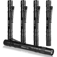 Xy Zone 5Pcs Led Pen Flashlight 1000 Lumens Lamp Clip Mini Black 507 Pocket Penlight Flashlight Torch Powered By 2 Aaa Battery(Battery Not Included)