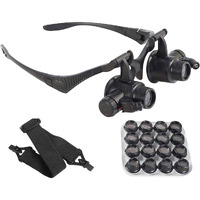 Kingscope Led Illuminated Double Eye Jeweler Watch Repair Magnifying Glasses Loupe Headband Magnifier -8 Interchangeable Lens: 2.5X/4X/6X/8X/10X/15X/20X/25X