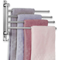 Swivel Bathroom Towel Rack Jsver Towel Rack Wall Mounted, Sus304 Stainless Steel Towel Bar, 4-Arm Space Saving Towel Hanger, Towel Racks For Bathroom, Kitchen