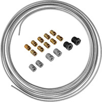 4Lifetimelines Stainless Steel Brake Line Kit - 3/16"" X 25Ft Replacement Set - Professional Grade Oe Steel Tube, Corrosion-Resistant, Flexible 3/16 Brake Line - Comes With 16 Fittings For Easy Install