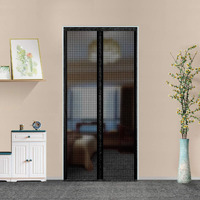 Fiberglass Magnetic Screen Door, Heavy Duty Mesh Door Curtain Hands Free For Patio, Bedroom, Pet And Kid Friendly, Fits Doors Up To 38"" X 82"",Black