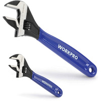 Workpro 2-Piece Adjustable Wrench Set, 6-Inch & 10-Inch Wrenches, Wide Jaw Black Oxide Wrench With Cushion Grip, Metric & Sae Scales, Cr-V Steel, For Home, Garage, Workshop