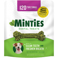 Minties Dental Chews For Dogs, Vet-Recommended Mint-Flavored Dental Treats For Tiny/Small Dogs 5-39 Lbs, Dental Bones Clean Teeth, Fight Bad Breath, And Removes Plaque And Tartar, 120 Count