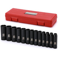 Mixpower 13 Pieces 3/8-Inch Drive Deep Impact Socket Set, 7Mm To 19Mm, Cr-V, Metric, 6 Point, Deep, 13 Pieces 3/8"" Dr. Socket