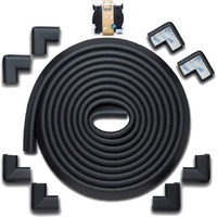 Rovingcove Edge Corner Protector Baby Proofing (Large 18Ft Edge 8 Corners), Hefty-Fit Heavy-Duty, Soft Nbr Rubber Foam, Furniture Fireplace Safety Corner Edge Bumper Guard, 3M Adhesive, Onyx Black