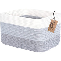 Comfy-Homi Cotton Rope Woven Basket With Handles For Shelves, Toy, Book, Cloth Storage Basket For Organizingnew 13.5"" X 11"" X 9.5"" Decorative Nursery Cube Bin For Living Room(White/3-Tone Grey)