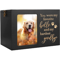 Pet Memorial Urns For Dog Or Cat Ashes, Large Wooden Funeral Cremation Urns With Photo Frame, Memorial Keepsake Memory Box With Black Flannel As Lining, Loss Pet Memorial Remembrance Gift
