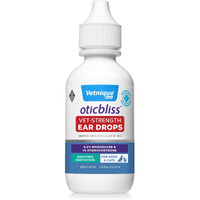 Vetnique Labs Oticbliss Vet-Strength Ear Drops For Dogs & Cats With Microsilver Bg & 1% Hydrocortisone Soothing Relief For Irritated Ears Dog Ear Cleaner, Alcohol-Free Ear Drops With Chitosan 1.8Oz