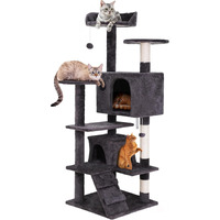 54-Inch Cat Tree With Sisal-Covered Scratching Posts, Sturdy Standing Cat Tower For Indoor Kittens, Multi-Level Platforms, Perches, Condo And Hanging Ball For Cats To Play And Sleep