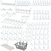 Hiltex 53108 100 Piece Metal Peg Board Hooks And Accessories Set, Pegboard Hooks Assortment, Bins & Hooks For Crafts, Organizer For Garage, Peg Board Tool Utility Hooks, 1/4 Pegboard Hooks Accessories