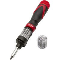 Triplett Professional Autoloader 12-In-1 Multi-Bit Ratcheting Screwdriver (Tpal-X), Red