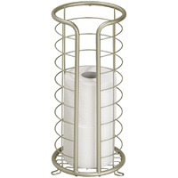 Mdesign Metal Toilet Paper Holder Stand - Storage Reserve For 3 Rolls Of Toilet Tissue - Freestanding Toilet Paper Holder - Stylish Bathroom Floor Toilet Paper Stand - Omni Collection - Satin