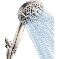 Jdo Shower Head With Handheld, High Pressure Handheld Shower Head 6 Settings, Detachable Shower Head Set With Stainless Steel Hose And Shower Bracket (Brushed Nickel)