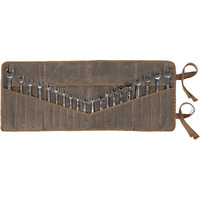 Wrench Roll Up Pouch, Heavy Duty Waxed Canvas Tool Bag Tool Organizer Bag With 20+4 Pockets (Brown)