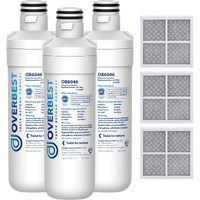 Overbest Lt1000Pc Adq747935 Refrigerator Water Filter And Air Filter, Replacement For Lg Lt1000P, Adq74793501, Adq74793502, Kenmore 469980, 9980 And Lt120F, 3 Combo