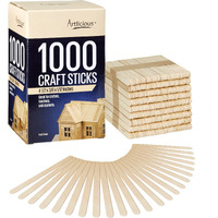 Artlicious 1000 Pcs Wood Craft Sticks, Popsicle Sticks For Crafts, Icecream Sticks, Wooden Dowel, Wax Sticks, Tongue Depressors
