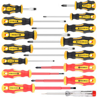 Amartisan 15-Piece Magnetic Screwdrivers Set, 5 Phillips Slotted Tips And Insulated Screwdriver Set (1000V),Professional Cushion Grip