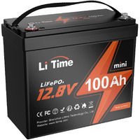 Litime 12V 100Ah Mini Lifepo4 Lithium Battery, Upgraded 100A Bms, 10-Year Lifespan With Up To 15000 Cycles, Max. 1280Wh Energy Lifepo4 Battery In Small Size, Perfect For Rv, Solar, Trolling Motor