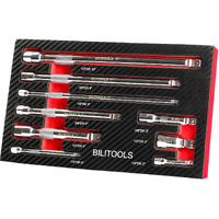 Bilitools 9-Piece Wobble Extension Set, 2 In 1 Hex Socket Extension Set Drive 1/4"", 3/8"" And 1/2"" Ratchet Extension Set Socket Adapter Universal Joints