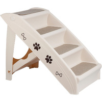 Pet Dog Stairs Foldable Nonslip Dog Steps For Small Pet Dogs Cats At Home And Vehicle Ramp Ladder For High Beds Sofa (Tan)