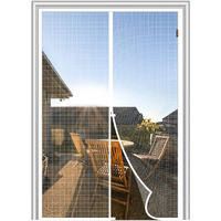 Magzo Magnetic Screen Door Fit Door Size 48 X 83 Inch, Screen Size 50"" X 84"" Polyester Screen Mesh Reinforced Middle Opening Curtain With Full Frame Hook&Loop For Double Door-White