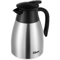 Tiken 34 Oz Thermal Coffee Carafe, Stainless Steel Insulated Vacuum Coffee Carafes For Keeping Hot, 1 Liter Beverage Dispenser (Silver)