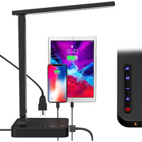Cozoo Led Desk Lamp With 3 Usb Charging Ports,2 Ac Outlet,3 Color Modes 3 Brightness Levels,Touch/Memory/Timer Function,Eye-Caring Home Office Foldable Natural Light Task Lamp For Reading,Study,Crafts