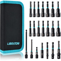 Libraton Magnetic Impact Drill Driver Bit Set 1/4"", Metric And Sae Nut Driver, Impact Socket Adapters, Bit Holder, Quick-Release Extensions With Storage Bag, 21Pcs