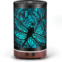 Metal Essential Oils Diffuser 100Ml Aromatherapy Diffuser Cool Mist Humidifier With 7 Colors Lights Waterless Auto Off Air Diffusers As Gifts For Moms Grandma Women Girls (Dragonfly)