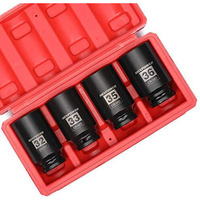 Mixpower 4-Piece 1/2'' Drive Deep Impact Socket Set, 6 Point, Cr-Mo,Metric,32,33,35,36Mm, Spindle Axle Nut Impact Socket Set