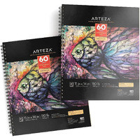 Arteza Mixed Media Sketchbook, 11 X 14 Inches, Pack Of 2, 110Lb/180Gsm Mixed Media Paper, 120 Sheets, Spiral-Bound Multi Media Pads, Art Supplies For Wet And Dry Media