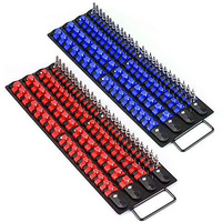 Mayouko 80-Piece Portable Socket Organizer Tray, 2 Pcs Set, Blue & Red, Tools Organizer 1/4-Inch, 3/8-Inch, 1/2-Inch, Heavy Duty Socket Holder, Black Rails, Blue & Red Clips