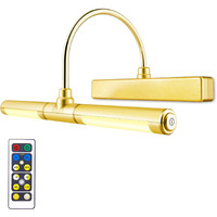 Luxsway Wireless Picture Light Battery Operated, Remote Control Painting Light With Rotatable Light Tube, Dimmable And Timer Off Art Display Light For Picture Frame Artworking Portrait -Orange Gold