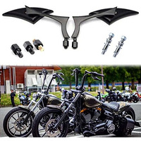 Black Universal Motorcycle Rearview Side Mirrors Compatible With Honda Kawasaki Suzuki Harley Bolt (Black-Harley)