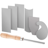 Fulton Scraper Burnisher With 6 Piece Multi-Shaped Scraper Set 3 Rectangle 1 Beveled 1 Curved (Convex And Concave) And 1 Gooseneck Scraper