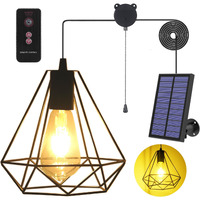 Yumamei Solar Pendant Lights, Solar Powered Shed Light With Pull Cord And Remote For Outdoor Indoor, Solar Chandelier, Gazebo Lights With Adjustable Solar Panel For Yard Patio Balcony Barn Garage